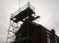 Scaffolding errected in preparation to repairing chimney stack