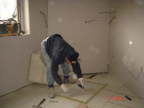 Compressed Insulation sheets used for extra warmth to downstairs floor area